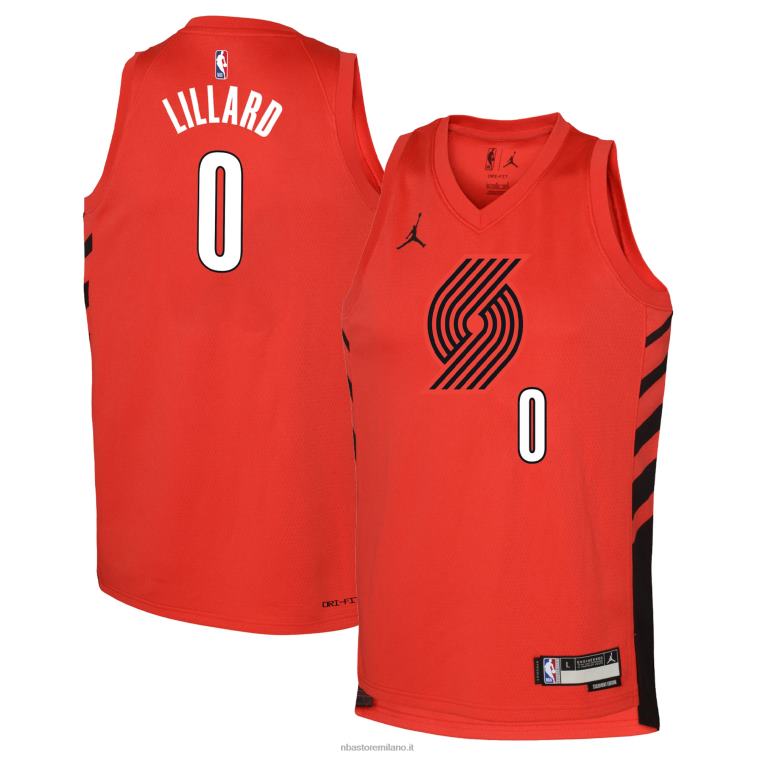NBA 00F2L16768 portland trail blazers damian lillard jordan marca maglia rossa swingman