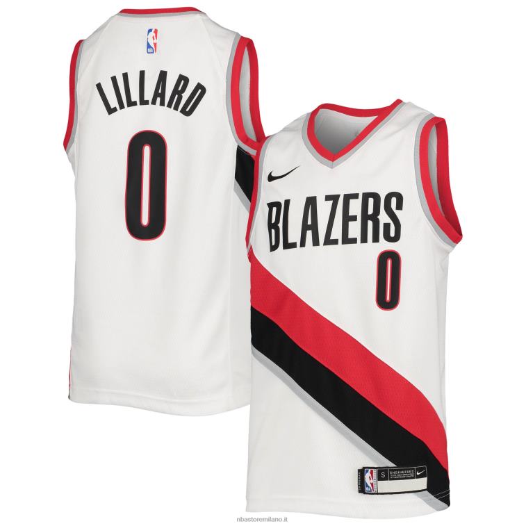 NBA 00F2L16786 portland trail blazers damian lillard nike maglia bianca swingman