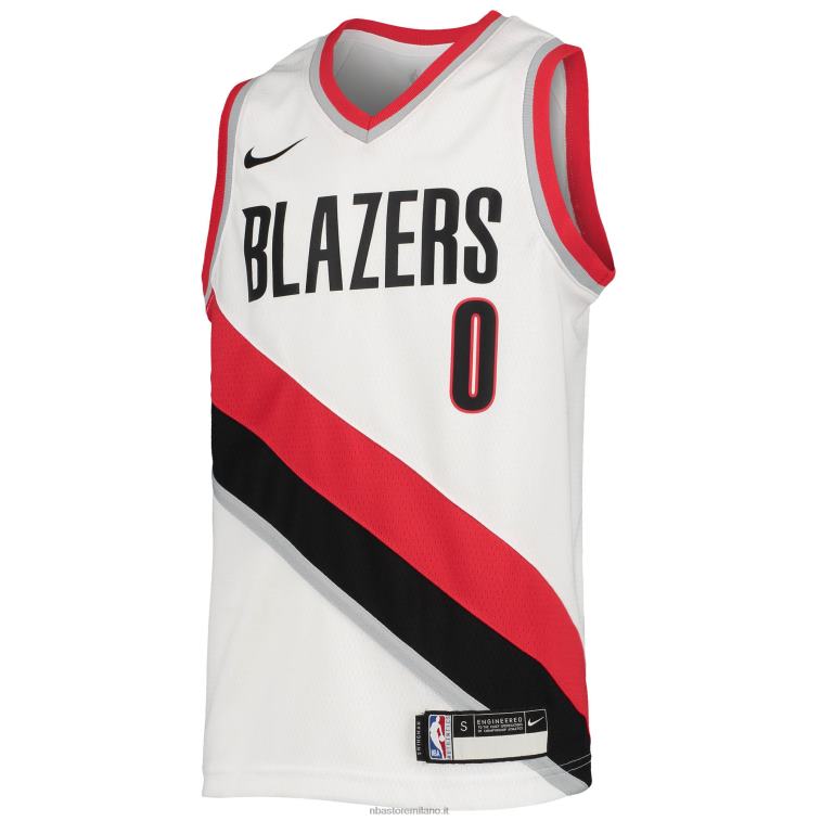 NBA 00F2L16786 portland trail blazers damian lillard nike maglia bianca swingman