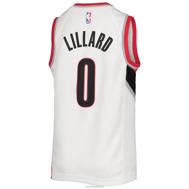 NBA 00F2L16786 portland trail blazers damian lillard nike maglia bianca swingman