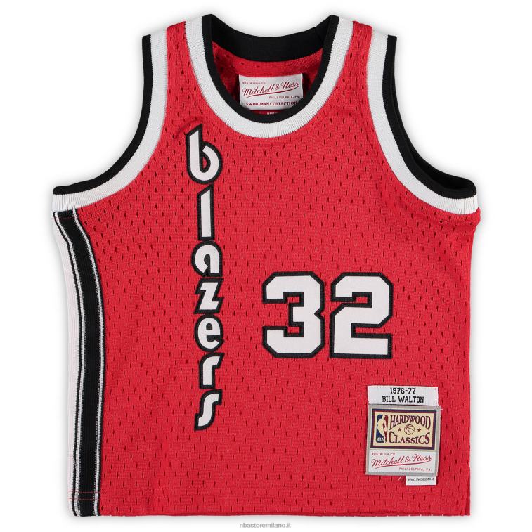NBA 00F2L17878 portland trail blazer bill walton red hardwood classics maglia da giocatore in pensione