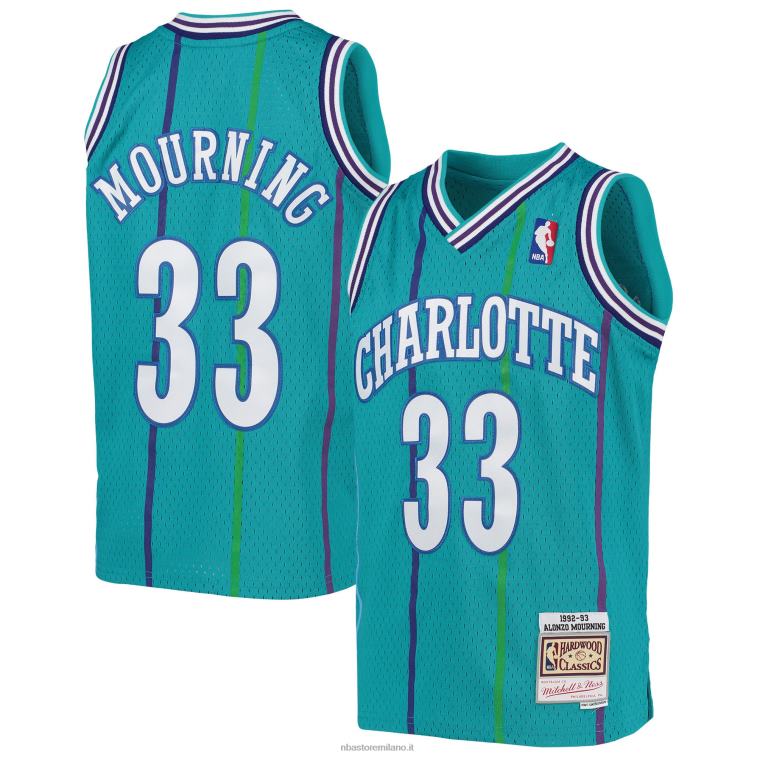 NBA 00F2L16898 charlotte hornets alonzo lutto verde acqua 199hardwood classici maglia swingman