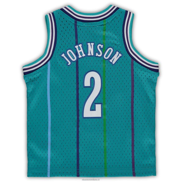 NBA 00F2L17064 charlotte hornets larry johnson teal hardwood classics maglia giocatore ritirato