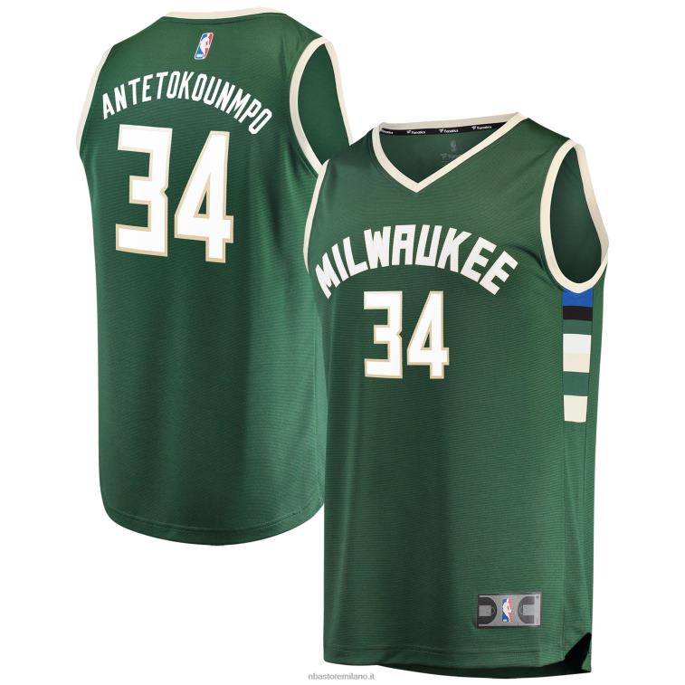 NBA 00F2L16699 milwaukee bucks giannis antetokounmpo maglia da giocatore verde cacciatore fast break
