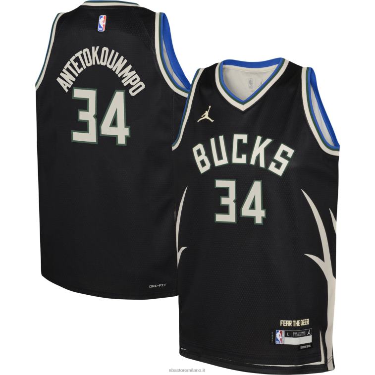 NBA 00F2L16723 milwaukee bucks giannis antetokounmpo jordan maglia swingman nera marca