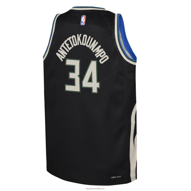 NBA 00F2L16723 milwaukee bucks giannis antetokounmpo jordan maglia swingman nera marca