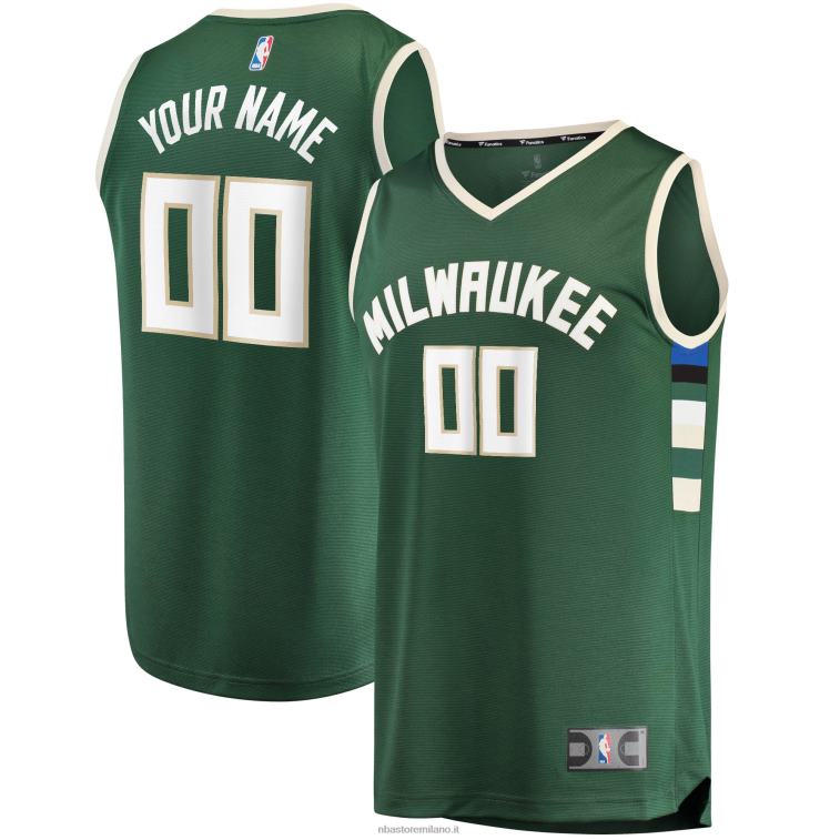 NBA 00F2L16754 maglia Milwaukee Bucks Hunter Green Fast Break replica personalizzata