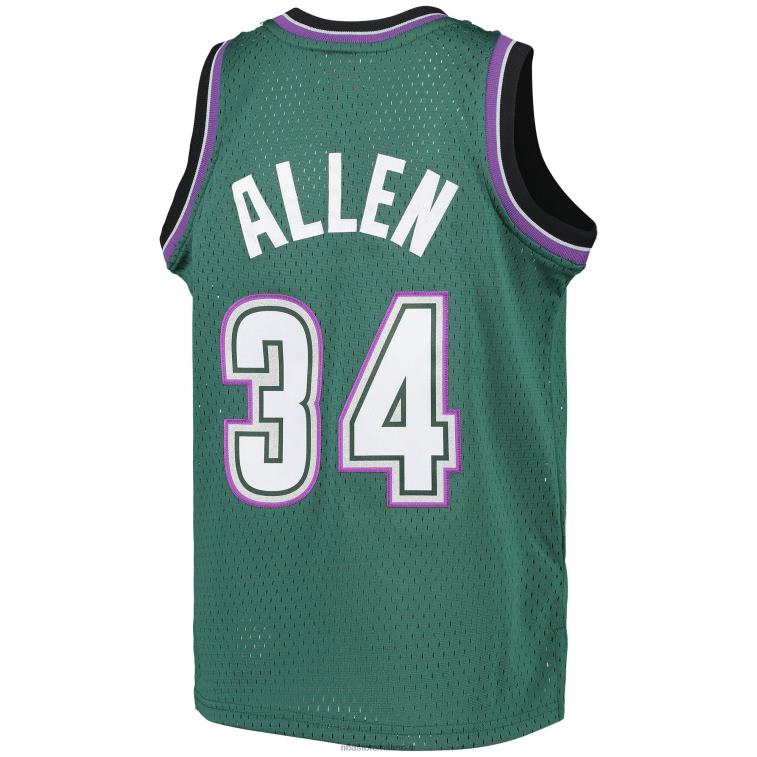 NBA 00F2L16805 maglia swingman milwaukee bucks ray allen mitchell & ness green hardwood classics