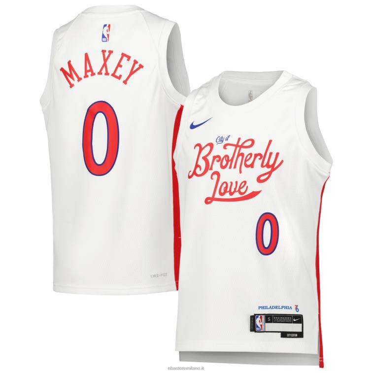 NBA 00F2L16722 Filadelfia 76ers Tyrese Maxey Nike White City Edition Swingman Jersey