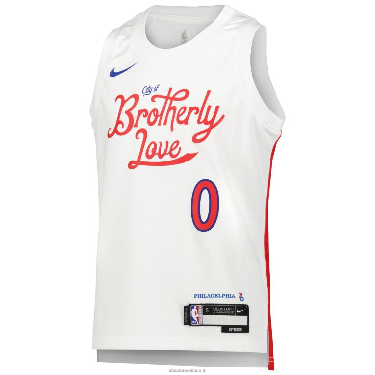 NBA 00F2L16722 Filadelfia 76ers Tyrese Maxey Nike White City Edition Swingman Jersey