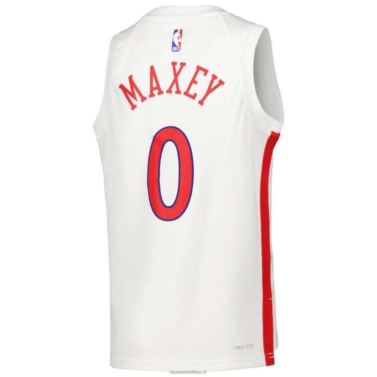 NBA 00F2L16722 Filadelfia 76ers Tyrese Maxey Nike White City Edition Swingman Jersey