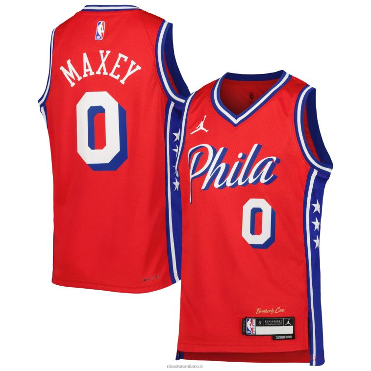 NBA 00F2L16743 Filadelfia 76ers tyrese maxey jordan maglia swingman rossa