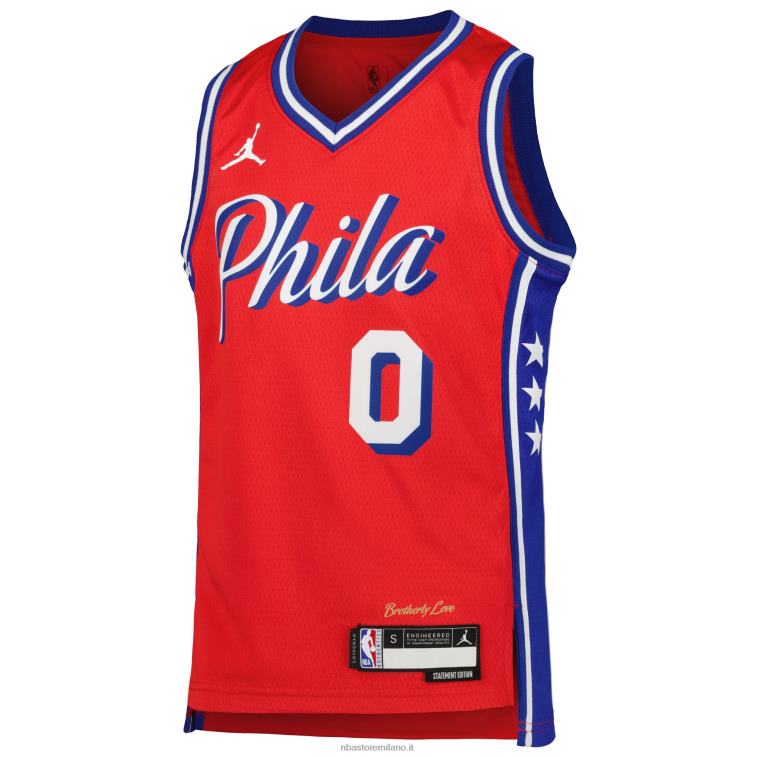 NBA 00F2L16743 Filadelfia 76ers tyrese maxey jordan maglia swingman rossa