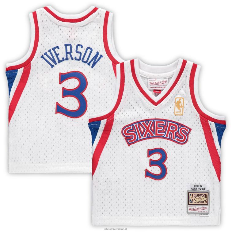 NBA 00F2L16810 Filadelfia 76ers Allen Iverson White Hardwood Classics maglia giocatore ritirato
