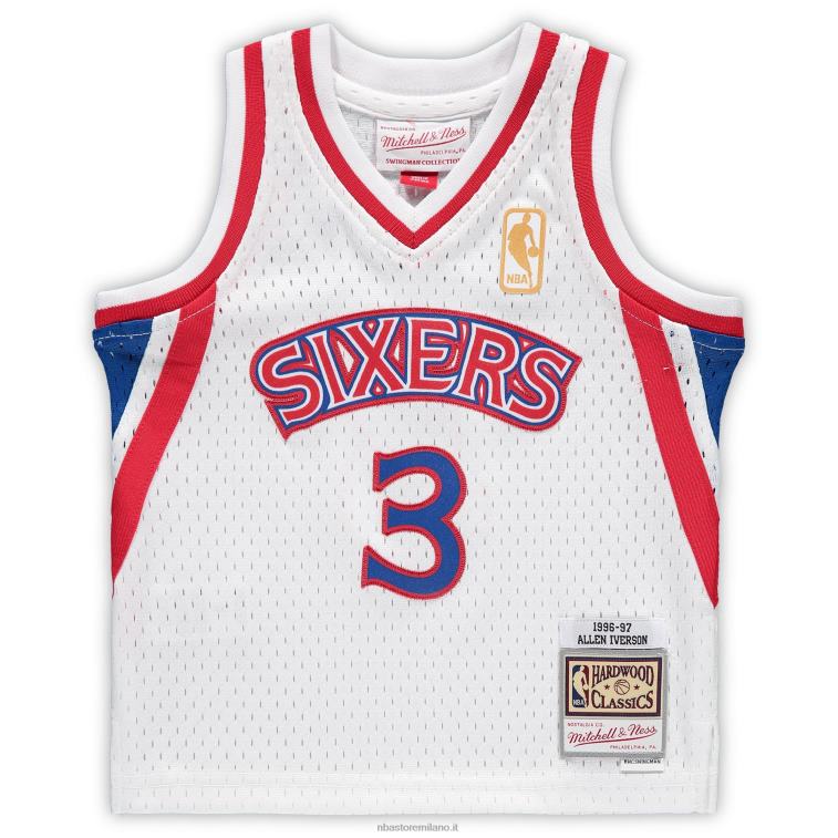 NBA 00F2L16810 Filadelfia 76ers Allen Iverson White Hardwood Classics maglia giocatore ritirato