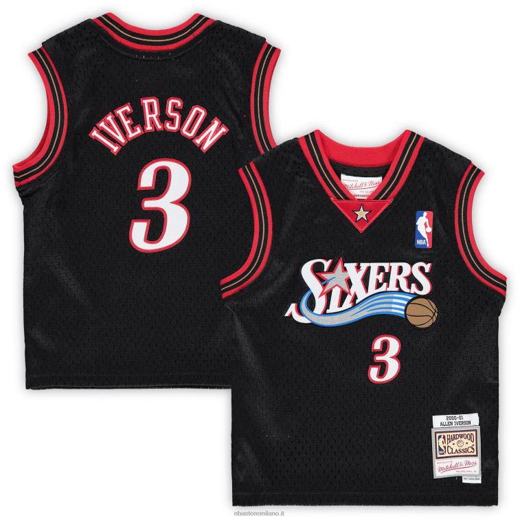 NBA 00F2L16821 philadelphia 76ers allen iverson black hardwood classics maglia giocatore ritirato