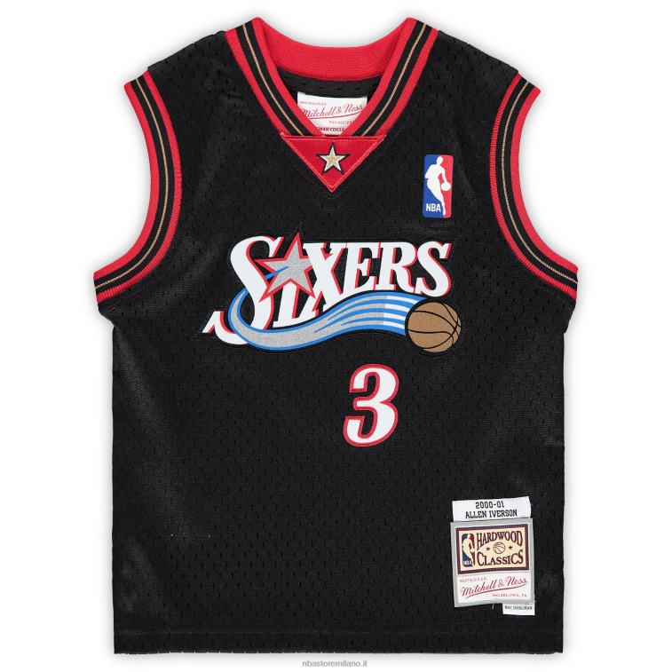 NBA 00F2L16821 philadelphia 76ers allen iverson black hardwood classics maglia giocatore ritirato