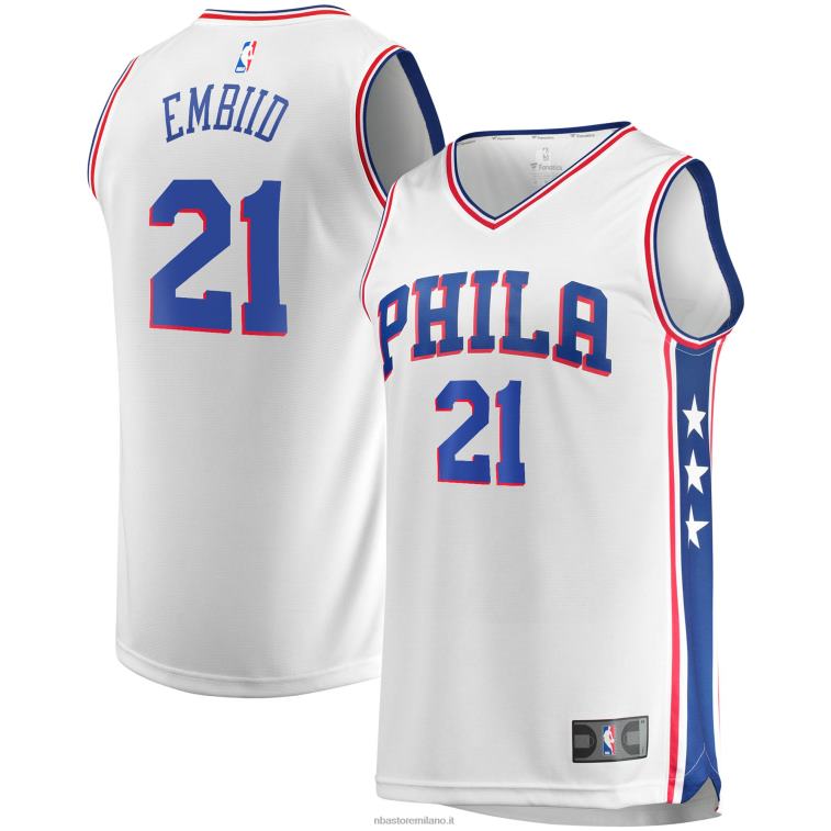 NBA 00F2L16834 Filadelfia 76ers joel embiid maglia bianca replica giocatore contropiede
