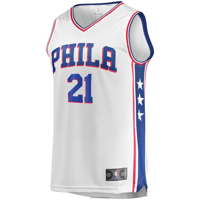 NBA 00F2L16834 Filadelfia 76ers joel embiid maglia bianca replica giocatore contropiede