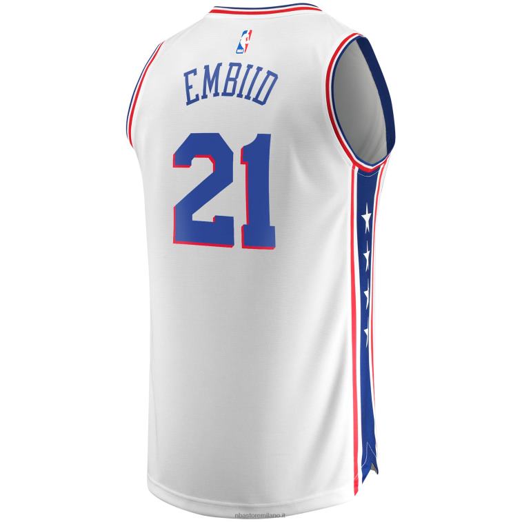 NBA 00F2L16834 Filadelfia 76ers joel embiid maglia bianca replica giocatore contropiede