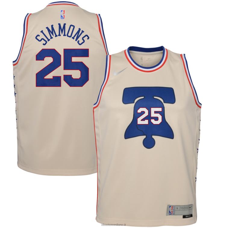 NBA 00F2L17595 Filadelfia 76ers Ben Simmons Nike Cream Swingman Player Jersey - Edizione Guadagnata