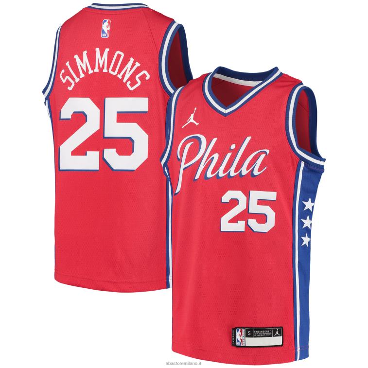 NBA 00F2L17777 philadelphia 76ers ben simmons jordan maglia rossa giocatore swingman