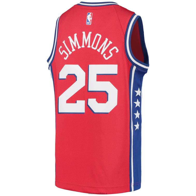 NBA 00F2L17777 philadelphia 76ers ben simmons jordan maglia rossa giocatore swingman