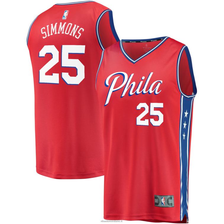 NBA 00F2L18356 Filadelfia 76ers ben simmons maglia rossa della squadra replica giocatore fast break