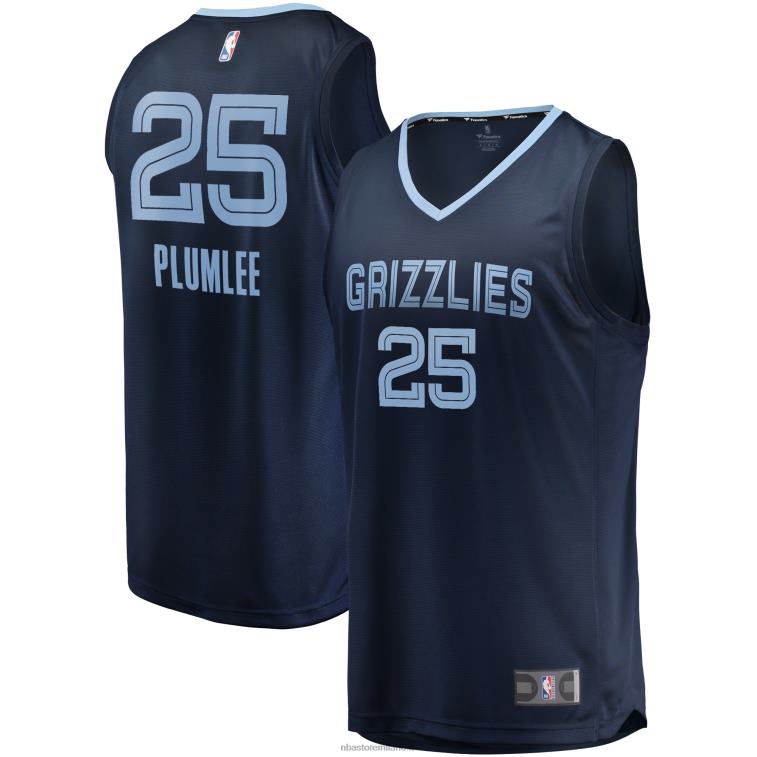 NBA 00F2L19349 memphis grizzlies miles plumlee maglia replica fast break navy