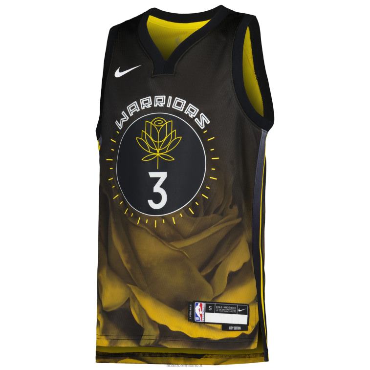 NBA 00F2L16732 maglia nera swingman dei golden state warriors jordan poole