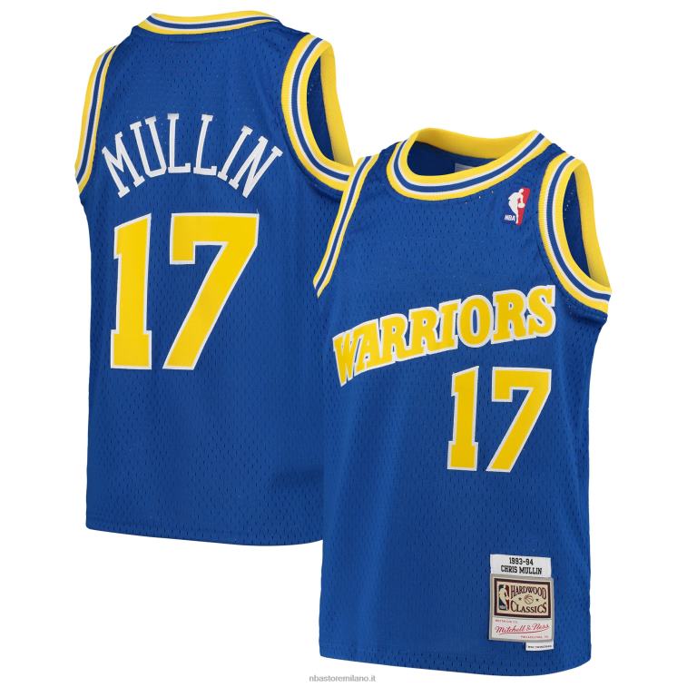 NBA 00F2L16830 golden state warriors chris mullin royal 1993-94 hardwood classics swingman maglia ritorno al passato