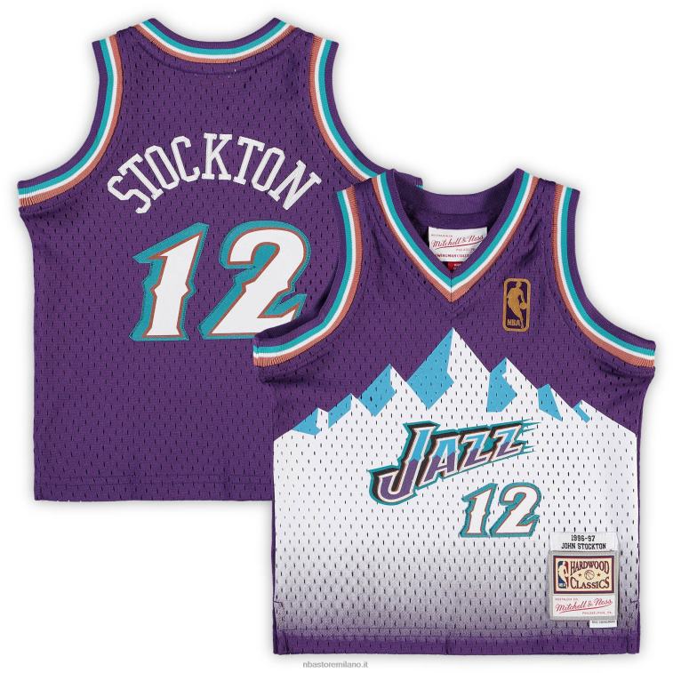 NBA 00F2L17445 utah jazz john stockton mitchell & ness purple hardwood classics maglia da giocatore in pensione