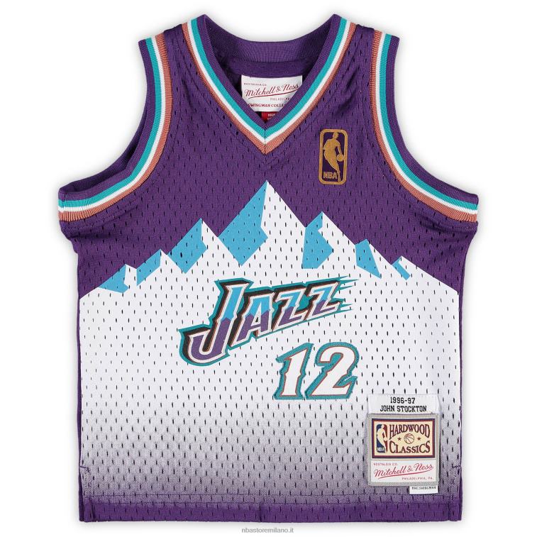 NBA 00F2L17445 utah jazz john stockton mitchell & ness purple hardwood classics maglia da giocatore in pensione