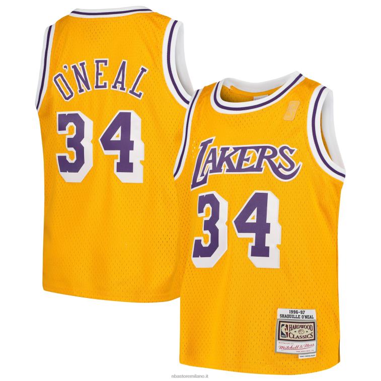NBA 00F2L16710 maglia los angeles lakers shaquille o'neal mitchell & ness gold swingman ritorno al passato