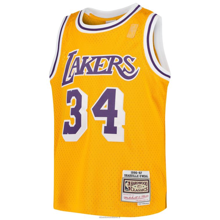 NBA 00F2L16710 maglia los angeles lakers shaquille o\'neal mitchell & ness gold swingman ritorno al passato