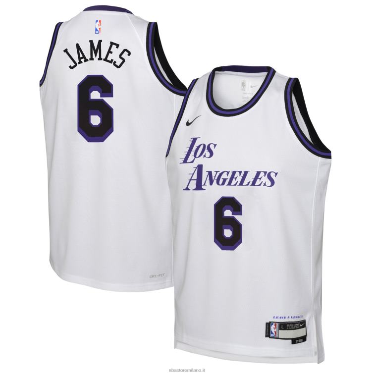 NBA 00F2L16736 los angeles lakers lebron james nike maglia bianca swingman