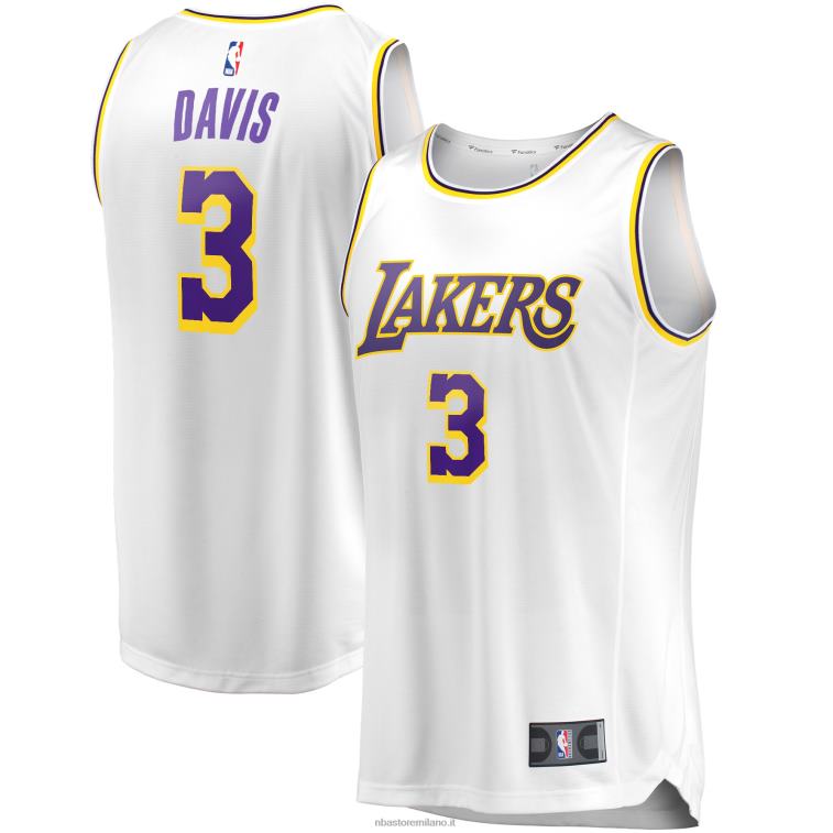 NBA 00F2L16771 los angeles lakers anthony davis maglia replica giocatore bianco contropiede