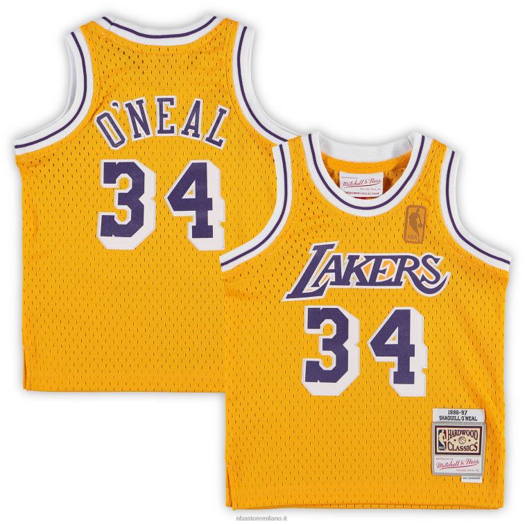 NBA 00F2L16782 los angeles lakers shaquille o'neal mitchell & ness gold maglia da giocatore in pensione