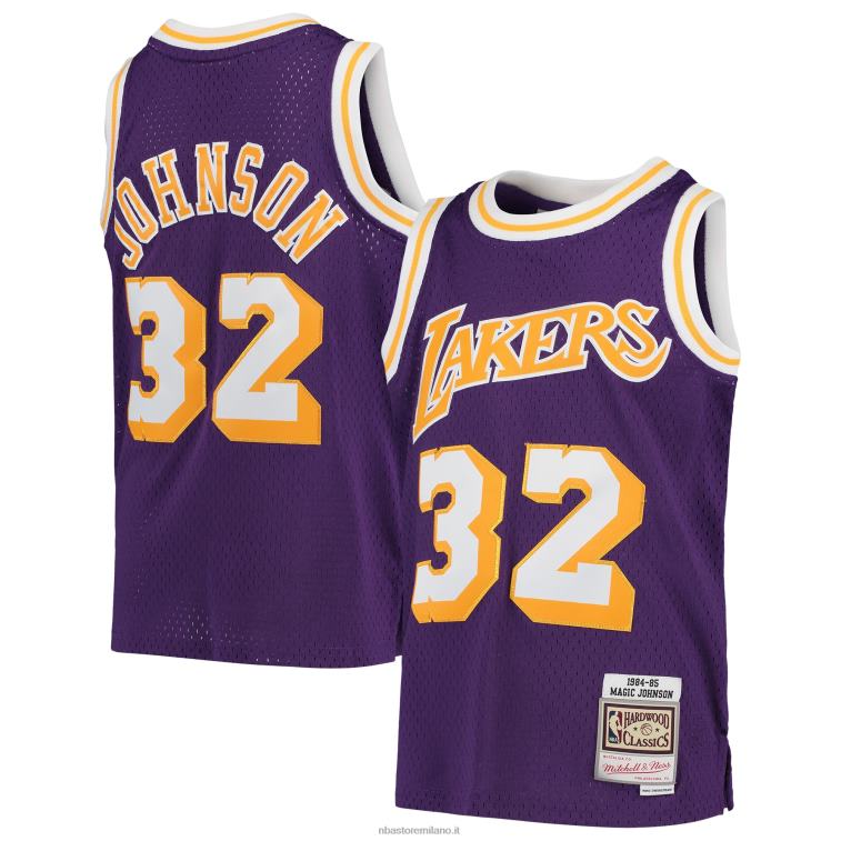 NBA 00F2L16975 maglia los angeles lakers magic johnson viola 1984-85 hardwood classics swingman ritorno al passato