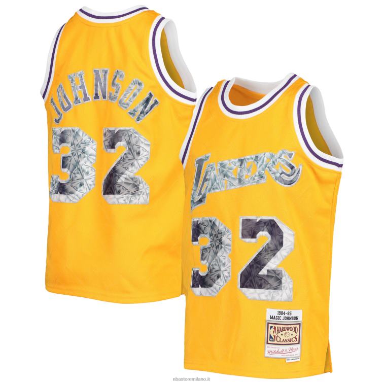 NBA 00F2L17605 Maglia los angeles lakers magic johnson gold hardwood classics 75° anniversario diamante