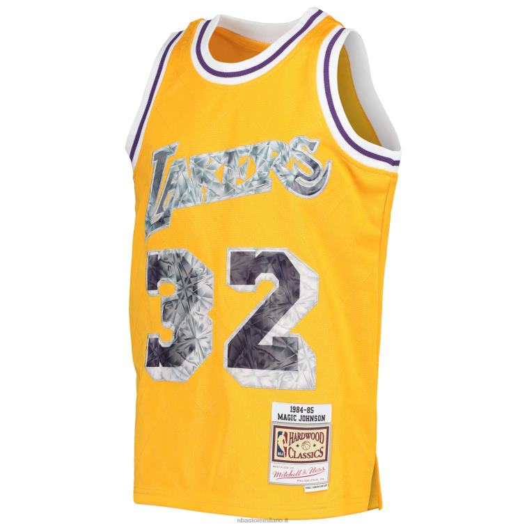 NBA 00F2L17605 Maglia los angeles lakers magic johnson gold hardwood classics 75° anniversario diamante