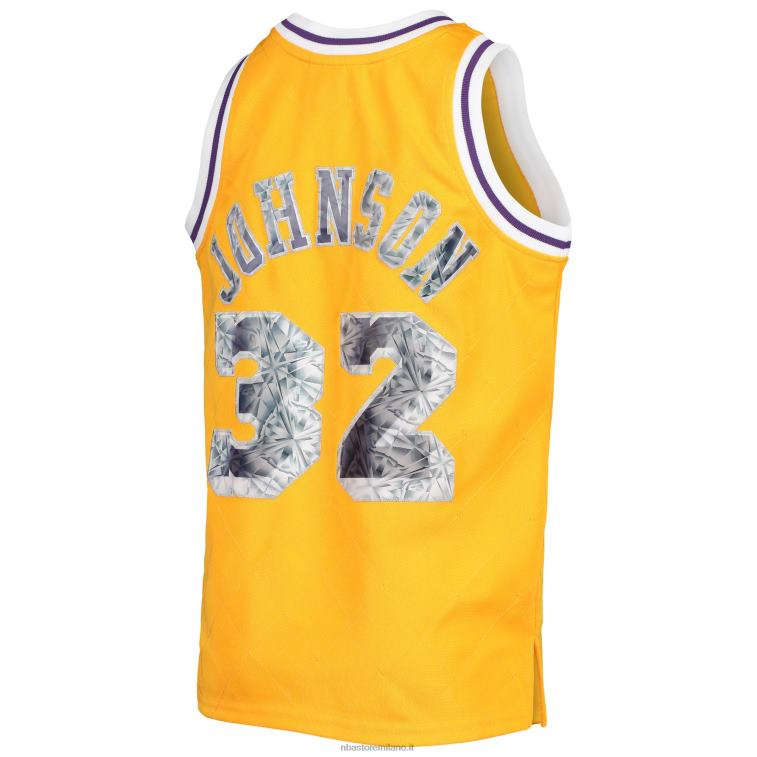 NBA 00F2L17605 Maglia los angeles lakers magic johnson gold hardwood classics 75° anniversario diamante