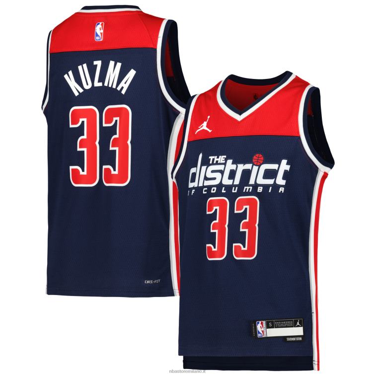 NBA 00F2L18456 Washington Wizards Kyle Kuzma Jordan marca maglia swingman navy