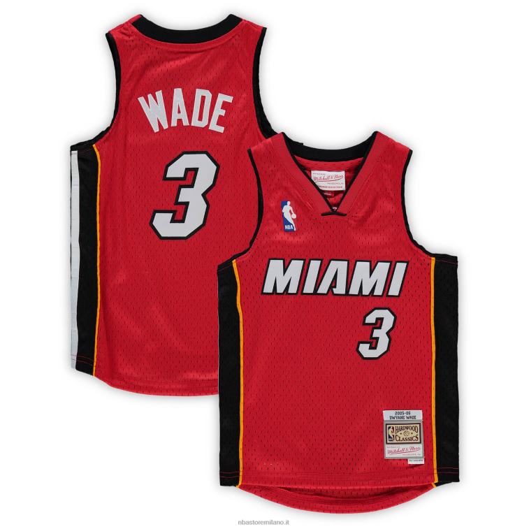 NBA 00F2L16878 preschool miami heat dwyane wade mitchell & ness red hardwood classics maglia da giocatore