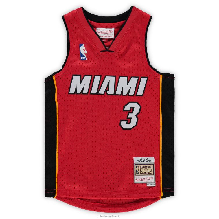 NBA 00F2L16878 preschool miami heat dwyane wade mitchell & ness red hardwood classics maglia da giocatore