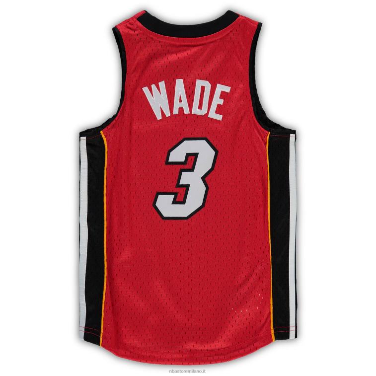 NBA 00F2L16878 preschool miami heat dwyane wade mitchell & ness red hardwood classics maglia da giocatore