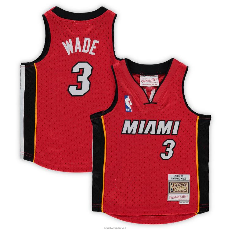 NBA 00F2L17343 maglia giocatore Miami Heat Dwyane Wade Mitchell & Ness Red Hardwood Classics