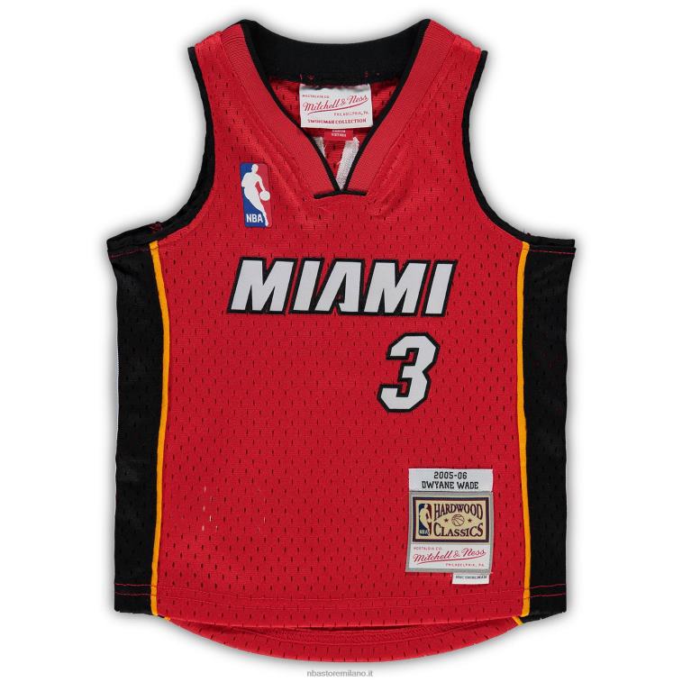 NBA 00F2L17343 maglia giocatore Miami Heat Dwyane Wade Mitchell & Ness Red Hardwood Classics