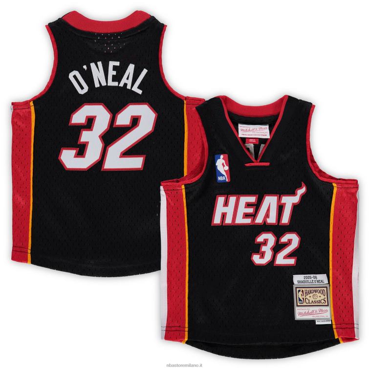 NBA 00F2L17642 miami heat shaquille o'neal black hardwood classics maglia giocatore ritirato