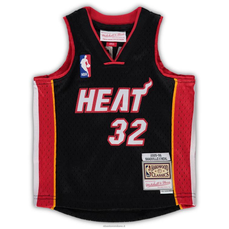 NBA 00F2L17642 miami heat shaquille o\'neal black hardwood classics maglia giocatore ritirato